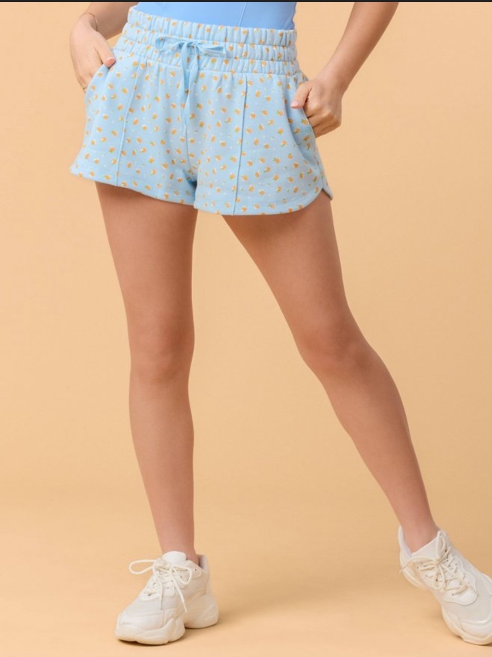 Blogilates Girls  Mommy & Me Marshmallow Dolphin Shorts - Blue Citrus XL (14)